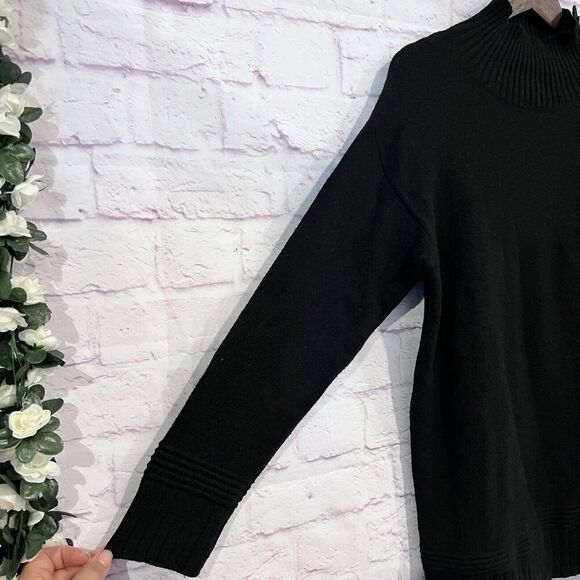 Anthropologie Women's Size Small Button Mock Neck Black Cozy Sweater Casual - Picture 7 of 13